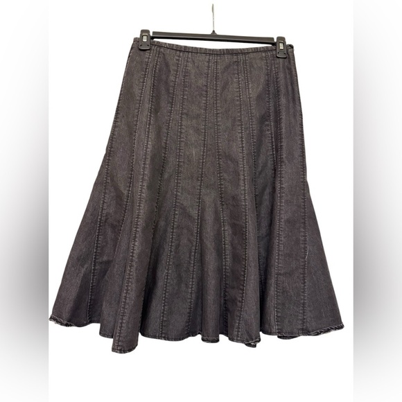 Larry Levine Stretch Denim Pleated Flare Skirt - Picture 2 of 6